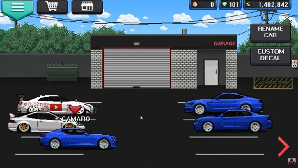 Camaro car in Pixel car racer mod apk