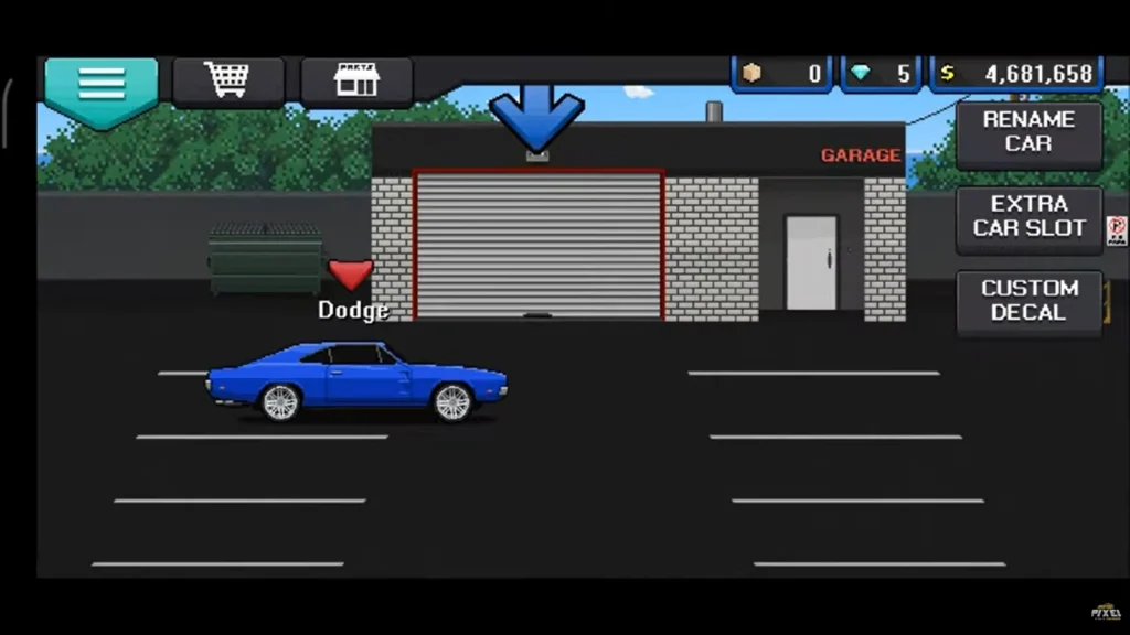 Dodge Car in Pixel car racer mod apk
