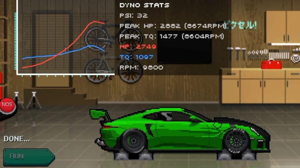 Dyno Stats in Pixel Car Racer Mod APK