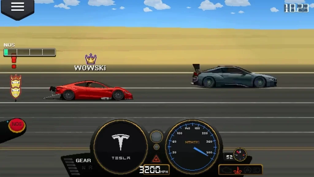 pixel car racer tesla wowski