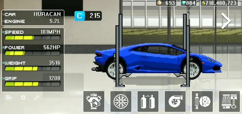Lamborghini Huracan in Pixel Car Racer Supercar Mod APK